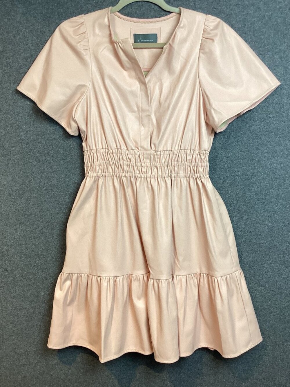 Anthropologie Vegan Faux Leather Dress Light Pink Size XS (Previously Owned)